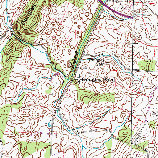 Topographic Map of Douglas Shed Church, TN