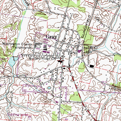 Topographic Map of Gray Elementary School, TN