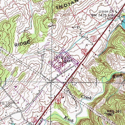 Topographic Map of Green Valley, TN