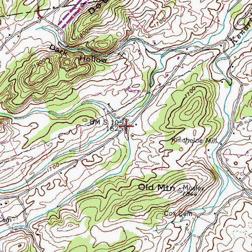 Topographic Map of Meadowbrook, TN