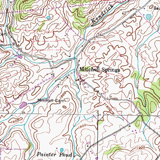 Topographic Map of Mitchell Springs School (historical), TN