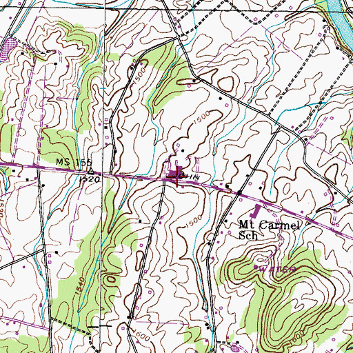 Topographic Map of South Central Elementary School, TN