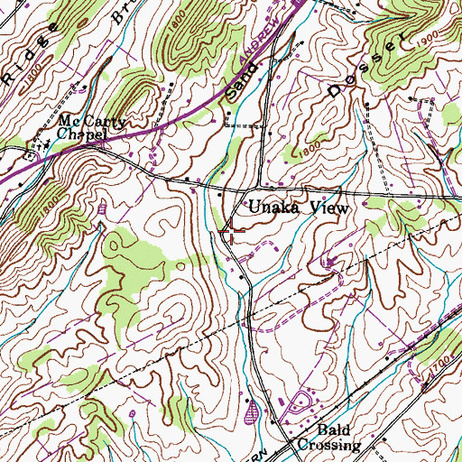 Topographic Map of Unaka View School (historical), TN