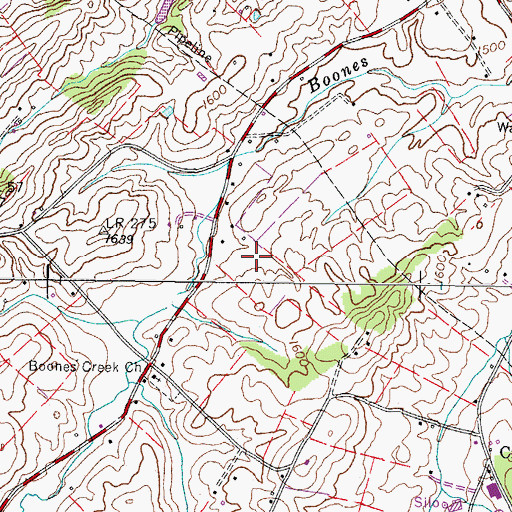 Topographic Map of Washington County Memory Gardens, TN