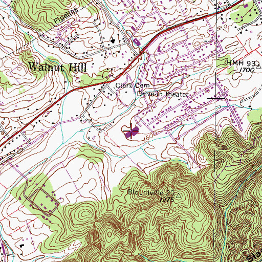 Topographic Map of Akard Memorial Elementary School, TN
