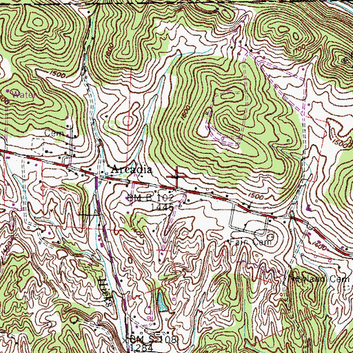 Topographic Map of Arcadia School, TN