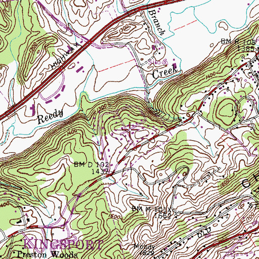 Topographic Map of Beechcliff Estates, TN