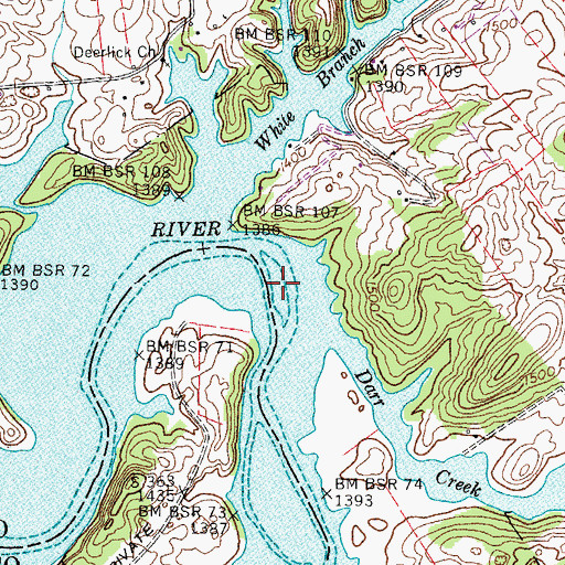 Topographic Map of Boring Ford (historical), TN