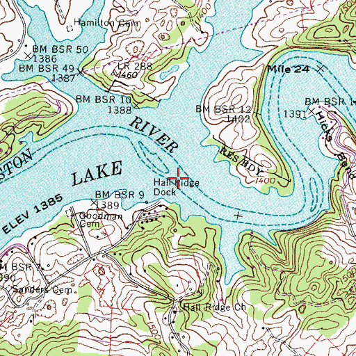 Topographic Map of Bowman Ford (historical), TN