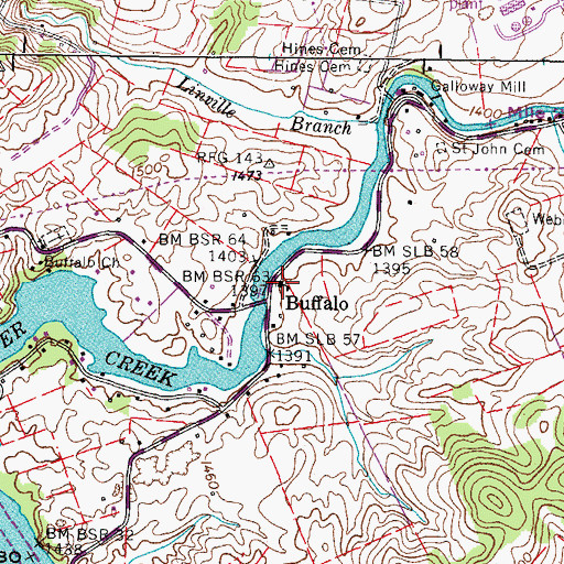 Topographic Map of Buffalo School (historical), TN