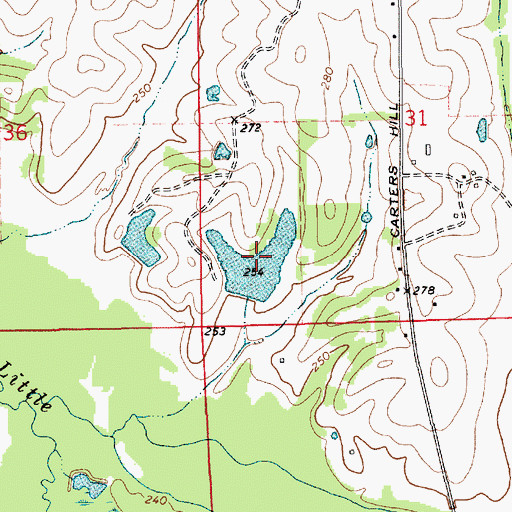 Topographic Map of Kirksey Lake, AL