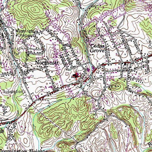 Topographic Map of Cedar Grove Elementary School, TN