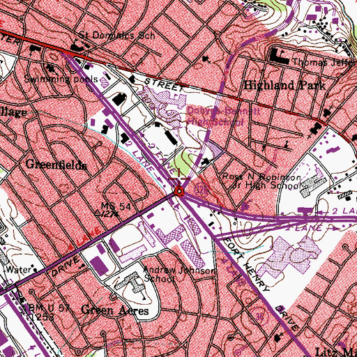 Topographic Map of Crown Point Shopping Center, TN