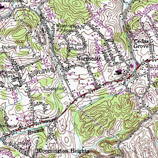 Topographic Map of Darlington Heights, TN