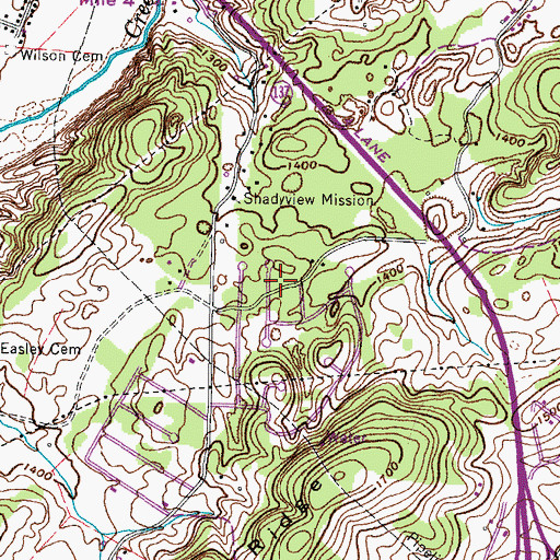 Topographic Map of Easley Estates, TN