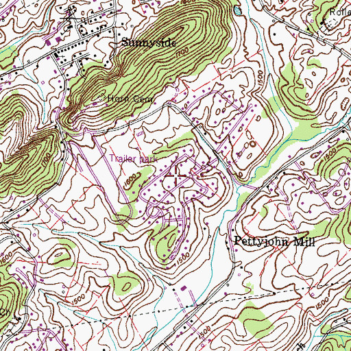 Topographic Map of Fall Creek, TN