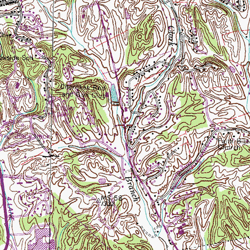 Topographic Map of Gardner Branch, TN