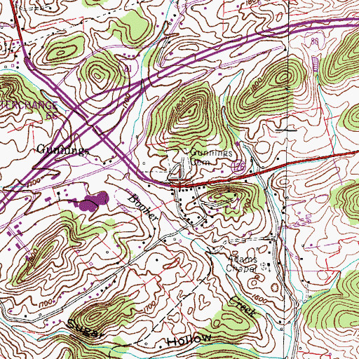 Topographic Map of Gunnings Academy (historical), TN