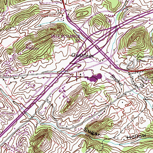 Topographic Map of Gunnings Special Education School, TN