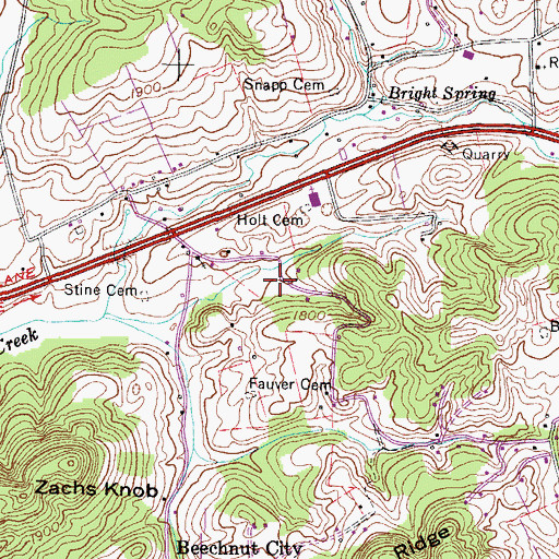 Topographic Map of Hanchers Mill (historical), TN