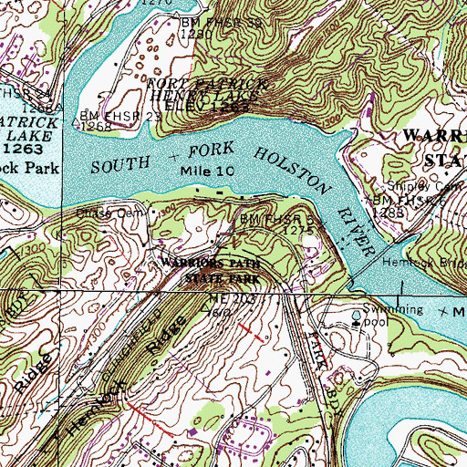 Topographic Map of Hemlock, TN