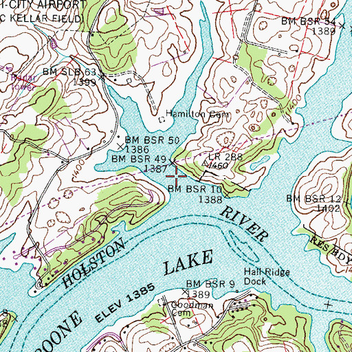 Topographic Map of Hilton (historical), TN