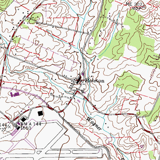 Topographic Map of Holston School (historical), TN