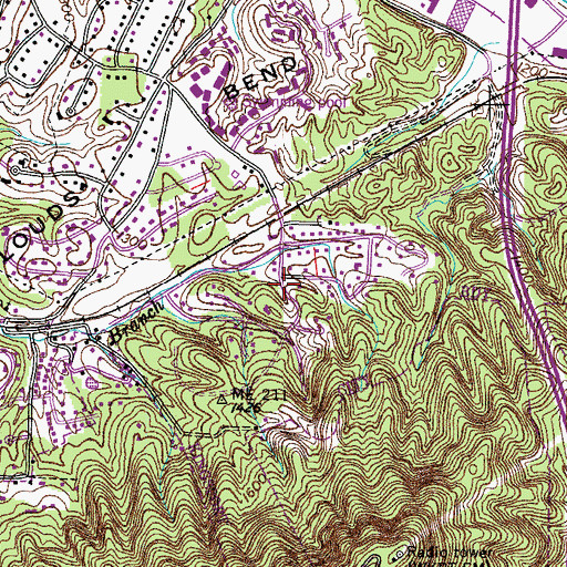 Topographic Map of Huntington Hills, TN