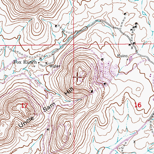Topographic Map of Uncle Sam Hill, AZ