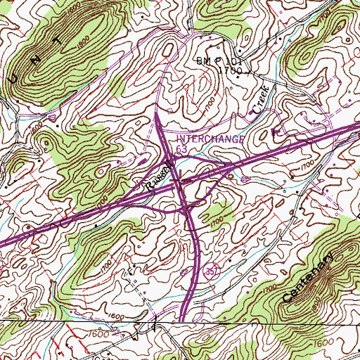 Topographic Map of Interchange 63, TN