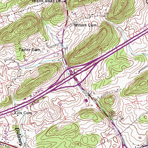 Topographic Map of Interchange 69, TN