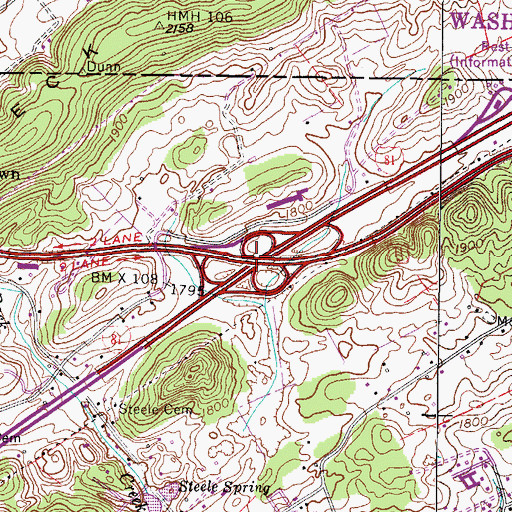 Topographic Map of Interchange 74, TN