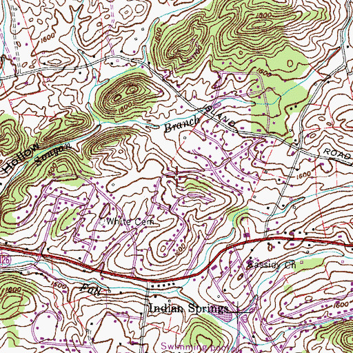Topographic Map of Indian Hills, TN