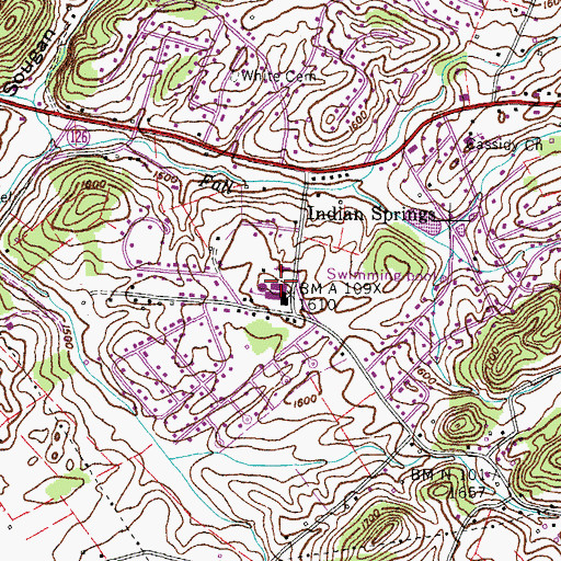 Topographic Map of Indian Springs Elementary School, TN