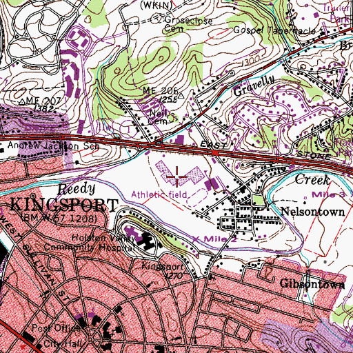 Topographic Map of Kings Giant Plaza Shopping Center, TN