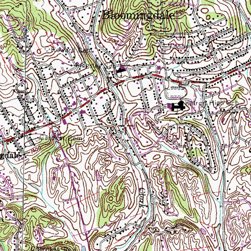 Topographic Map of Kingsley Hills, TN
