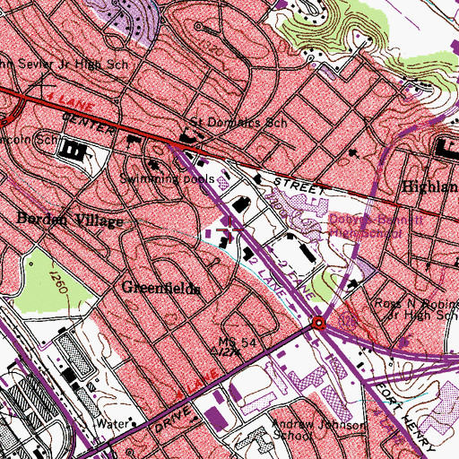 Topographic Map of Kingsport Health Center, TN