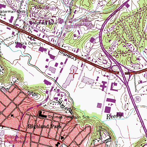 Topographic Map of Kingsport Mall Shopping Center, TN