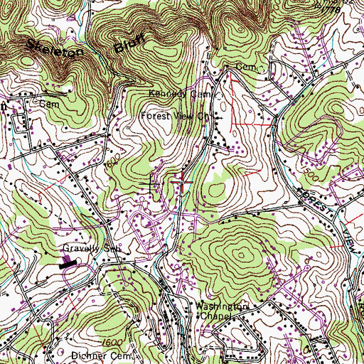 Topographic Map of Larkspur, TN