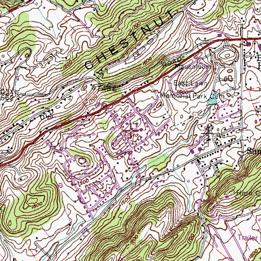Topographic Map of Mystic Valley, TN