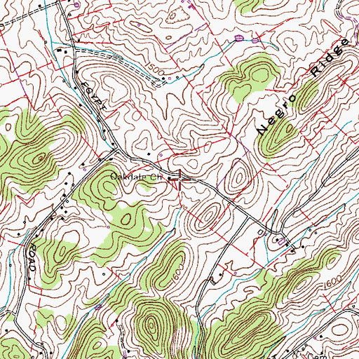 Topographic Map of Oakdale School (historical), TN