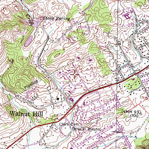Topographic Map of Oakleigh Estates, TN