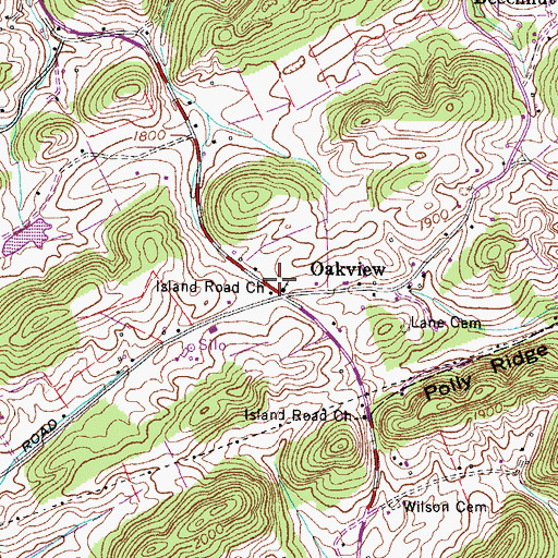 Topographic Map of Oakview School (historical), TN