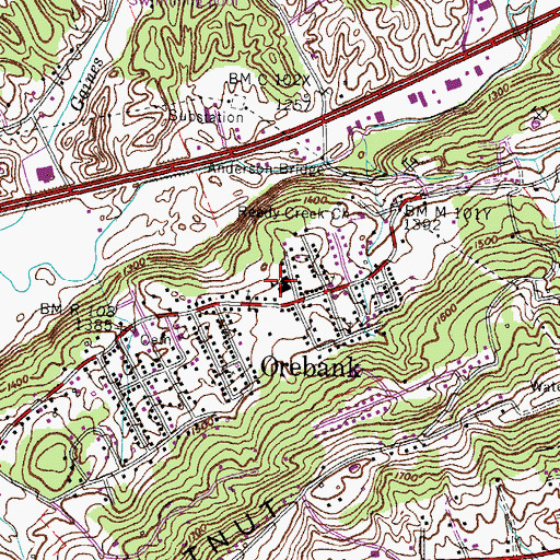 Topographic Map of Orebank School (historical), TN