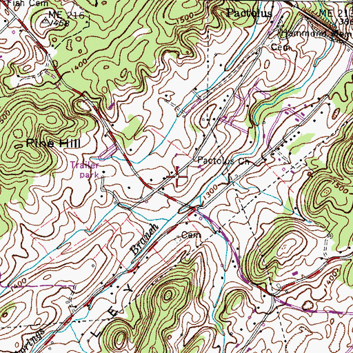 Topographic Map of Pactolus School (historical), TN