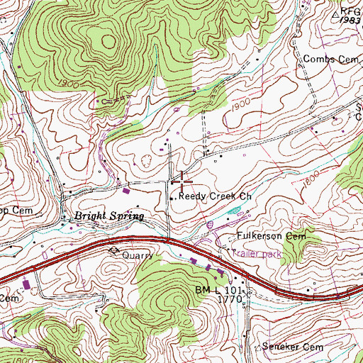 Topographic Map of Reedy Creek School (historical), TN