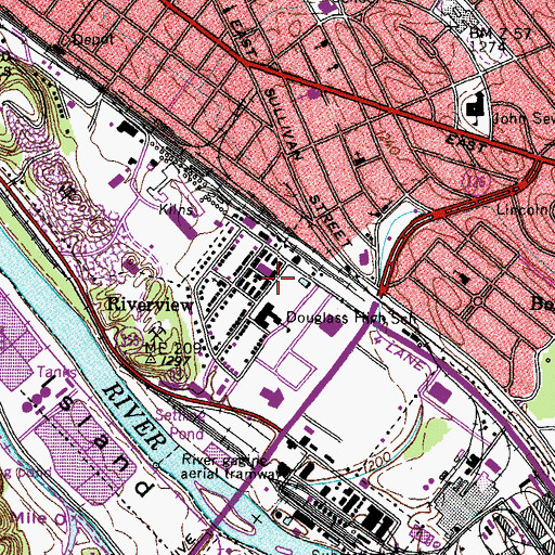 Topographic Map of Riverview Recreation Center, TN
