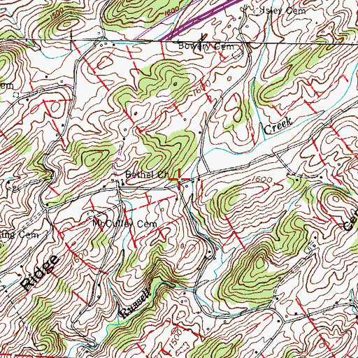 Topographic Map of Samuel (historical), TN