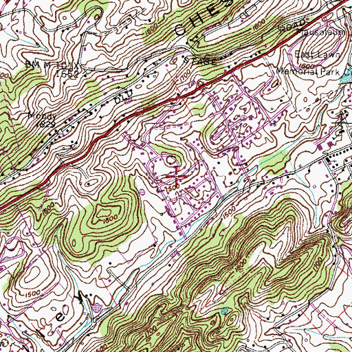 Topographic Map of Scenic Woods, TN