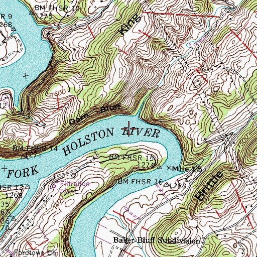 Topographic Map of Slaughter Island (historical), TN